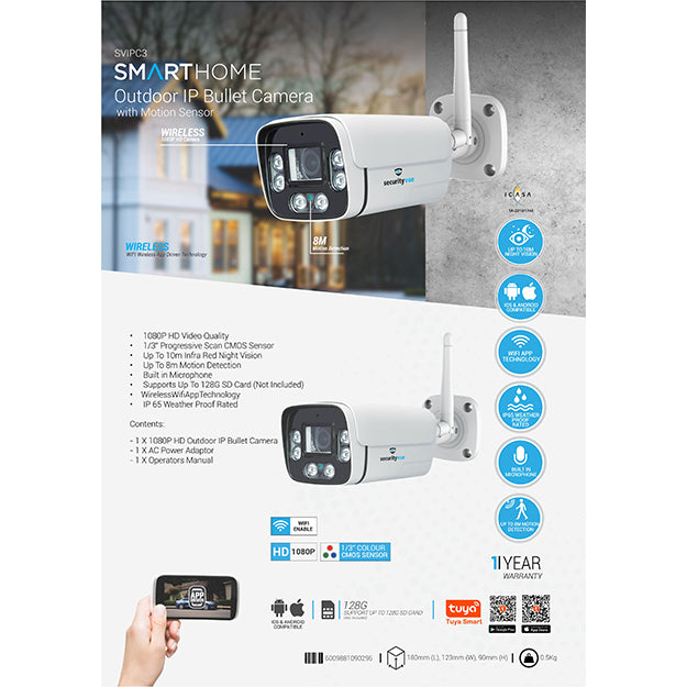 SecurityVue Outdoor IP Bullet Camera With Motion Sensor - White