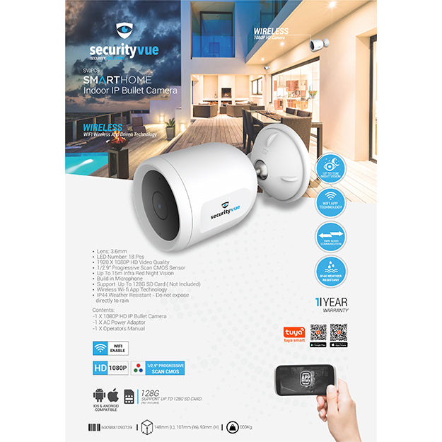 SecurityVue Smart Home Indoor IP Bullet Camera - White