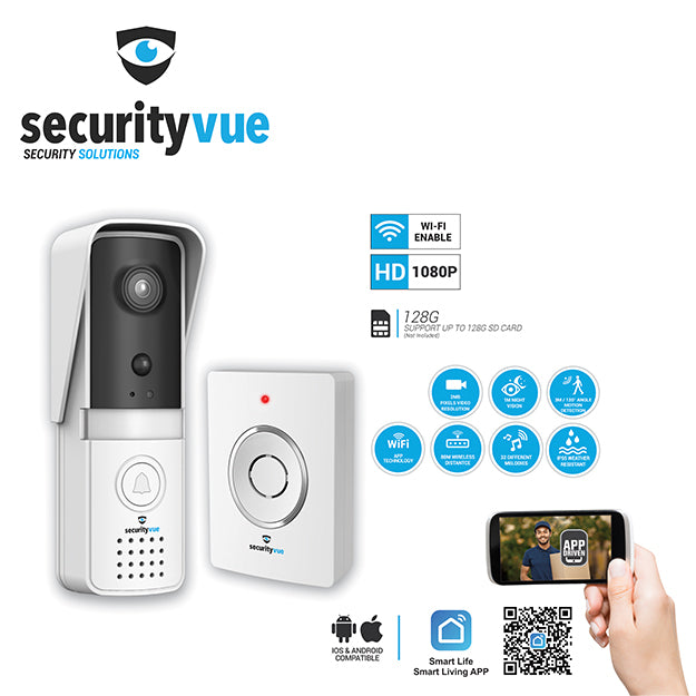SecurityVue Smart Home Wireless Wi-Fi Rechargeable Video Intercom - White