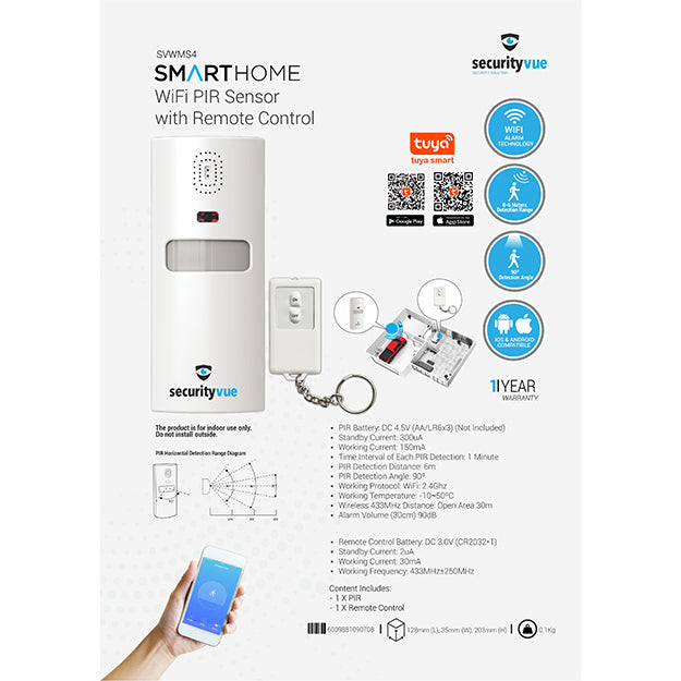 SecurityVue Smart Home Wi-Fi PIR Sensor With Remote Control - White