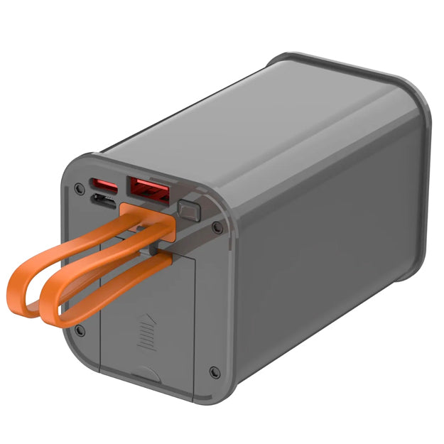 Snug 20 000mAh Power Bank With Embedded Lightning & USB-C Cables - Transparent Black