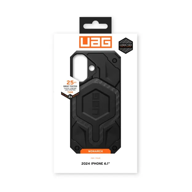 UAG Monarch Case For iPhone 16 – Carbon Fibre
