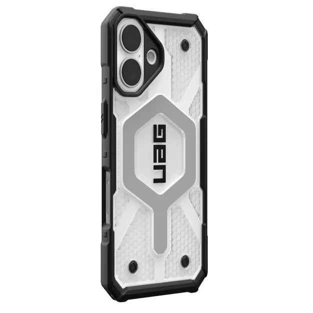 UAG Pathfinder Clear MagSafe Case For iPhone 16 – Ice & Silver