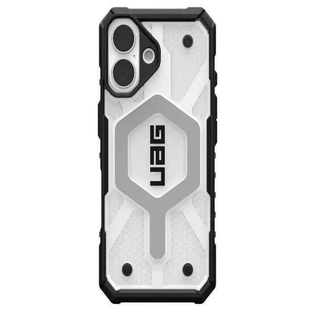 UAG Pathfinder Clear MagSafe Case For iPhone 16 – Ice & Silver