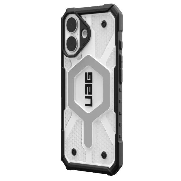 UAG Pathfinder Clear MagSafe Case For iPhone 16 – Ice & Silver