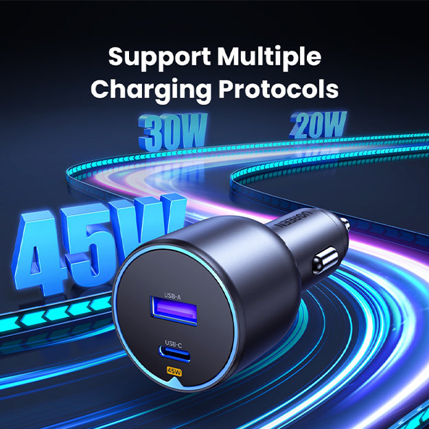 UGreen Dual Car Charger PD/USB 63W - Black
