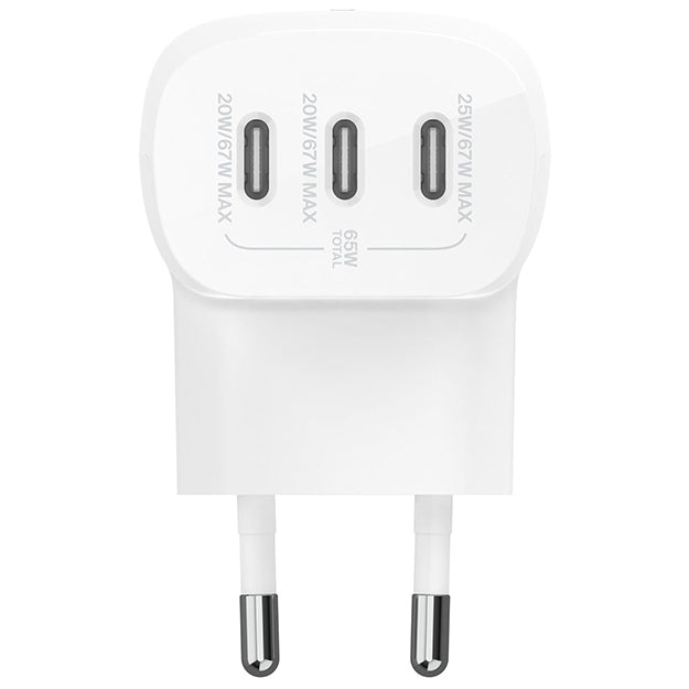 Belkin 67 Watt Triple USB-C Ports PD Wall Charger - White