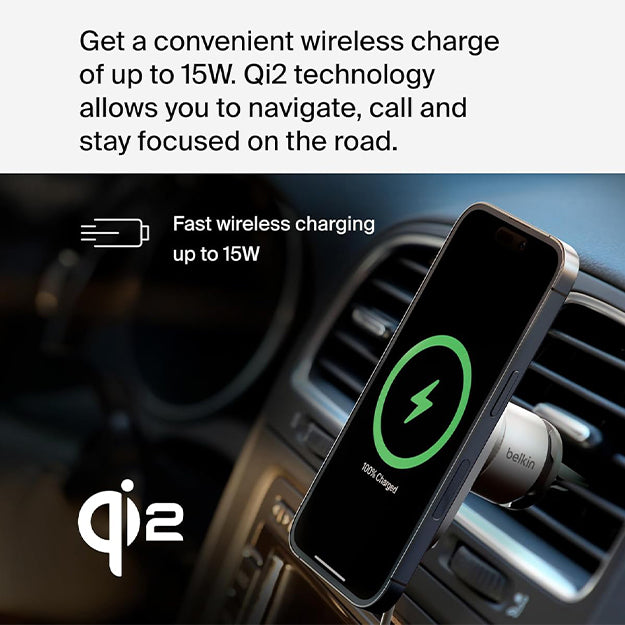 Belkin MagSafe Charger Compatible Magnetic Wireless Car Charger 15W