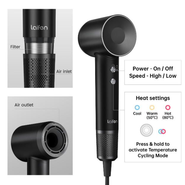 Laifen Swift Special High-Speed Hair Dryer - Matte Black (Unboxed Deal)