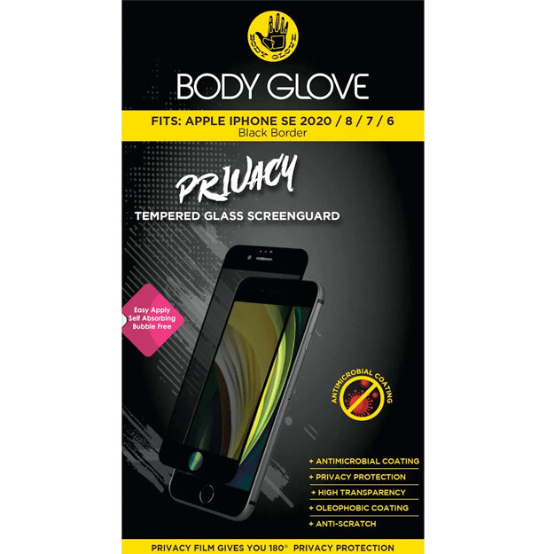 Body Glove Tempered Glass Privacy Screen Protector For iPhone 6/7/8 & SE - Black Border