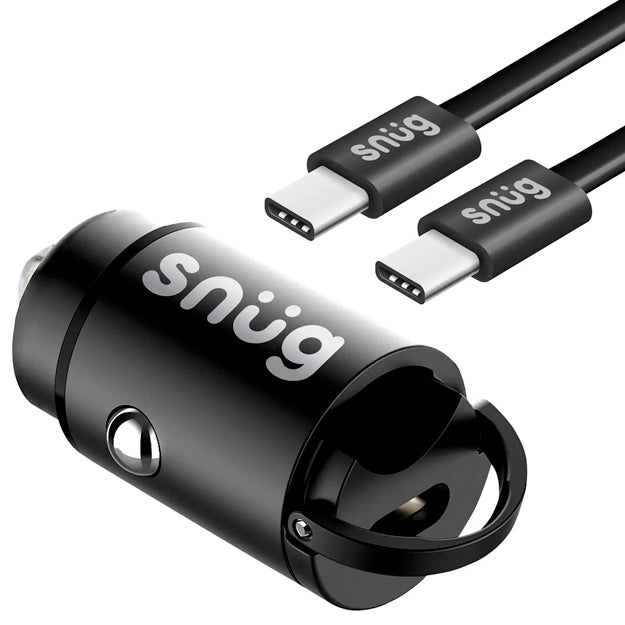Snug Mini PD Car Charger 30W With USB-C Cable - Black
